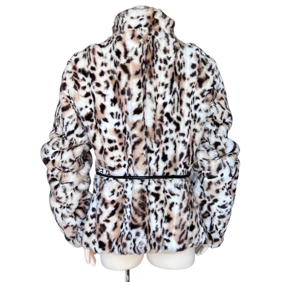 🌸Host Pick🌸WHBM Faux Fur Leopard Print Jacket Without Belt Size Large NWOT - Picture 3 of 10